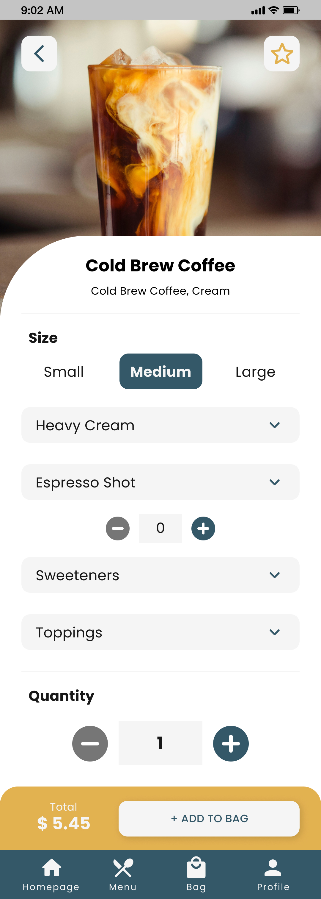 COCO Product screen for mobile app