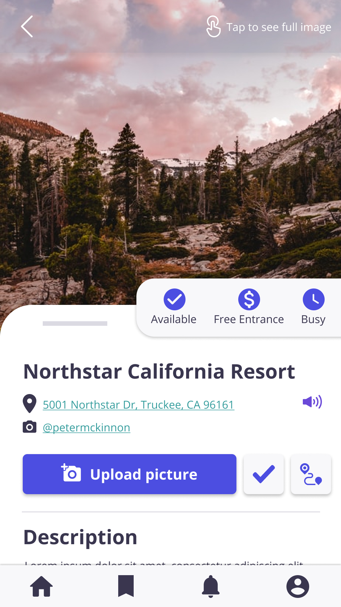 Location information screen for Photonomadic