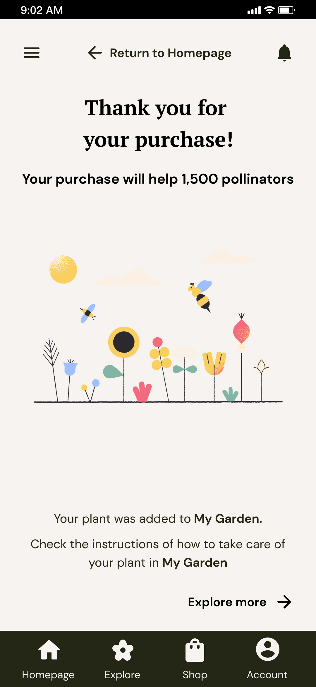 Sweet Garden Complete Purchase screen mobile