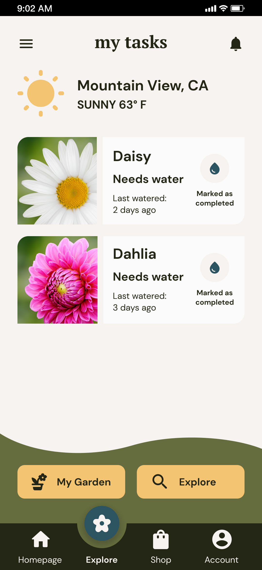 Sweet Garden "My Garden" screen mobile
